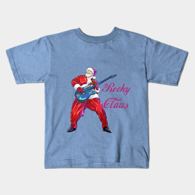 Rocky Claus, Santa Claus Kids T-Shirt by Flower Queen